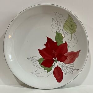 Block Bernarda Watercolors Poinsettia Christmas Round Serving Platter
